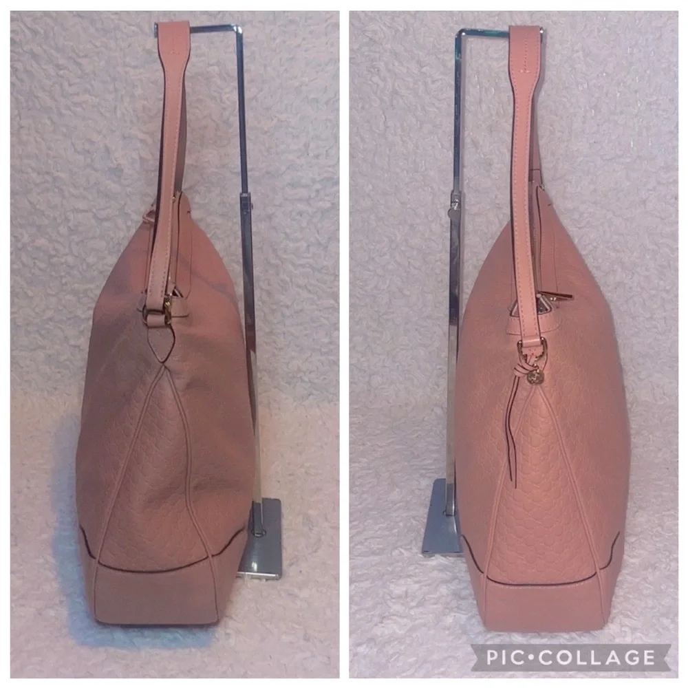 Gucci GG Microguccissima Monogram Bree Pink Leather Hobo Zip Shoulder Bag Purse